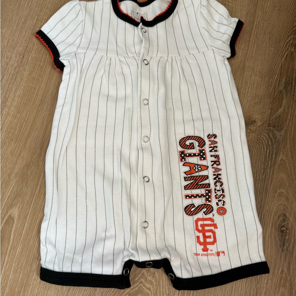 San Francisco Giants White and Black Striped Romper
